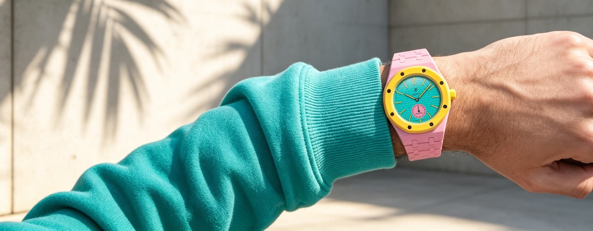Royal Pop with pink and yellow PopMods kit on the wrist