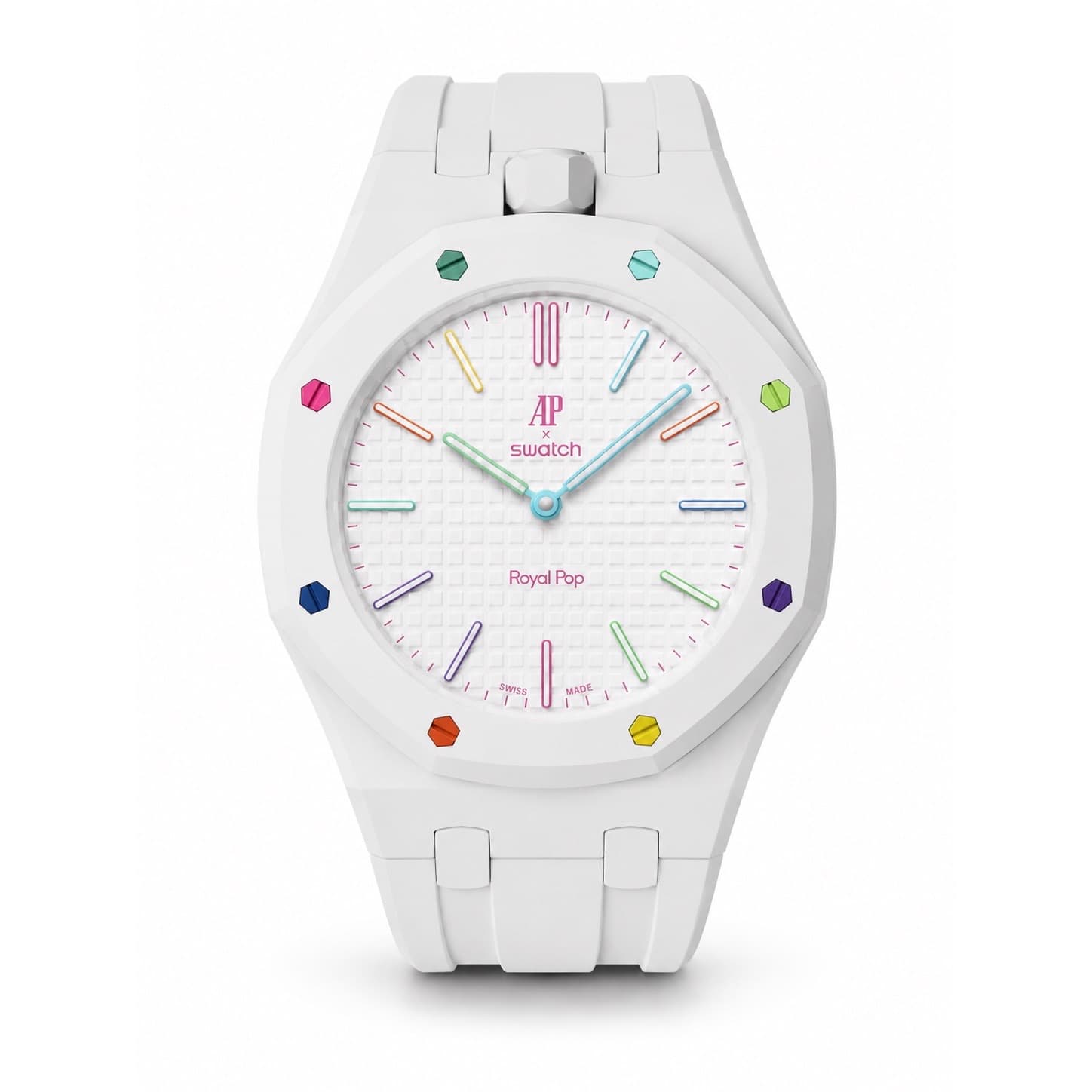 Flex Blanc, silicone strap and bioceramic case for the Royal Pop, view 1
