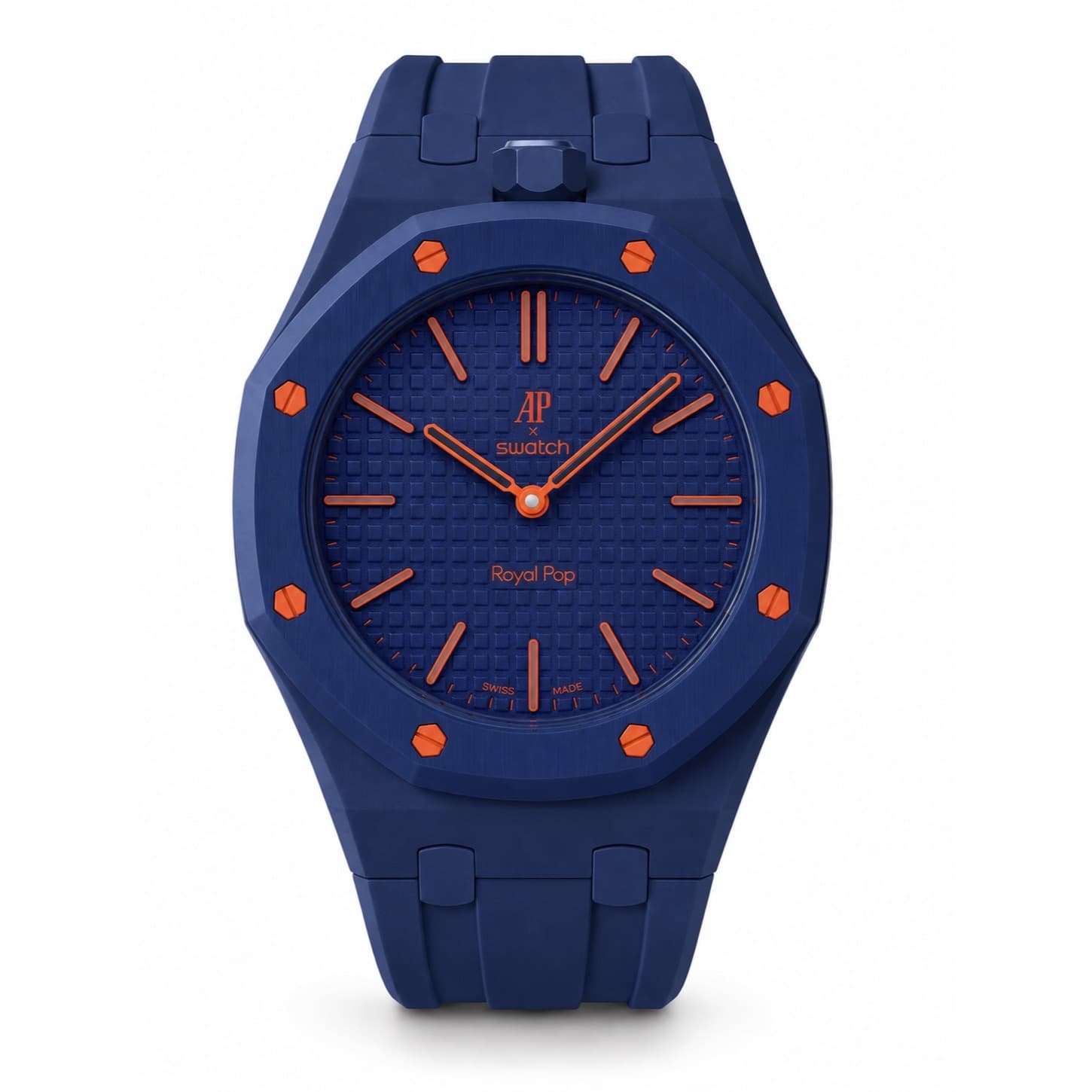 Flex Orange, silicone strap and bioceramic case for the Royal Pop, view 1
