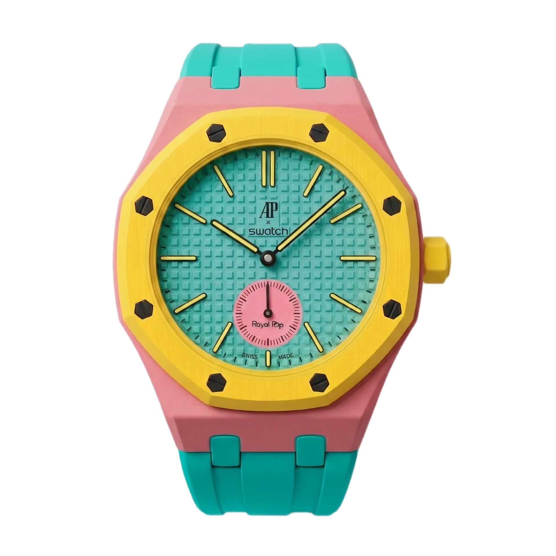 Flex Torquoise, silicone strap and bioceramic case for the Royal Pop, view 1